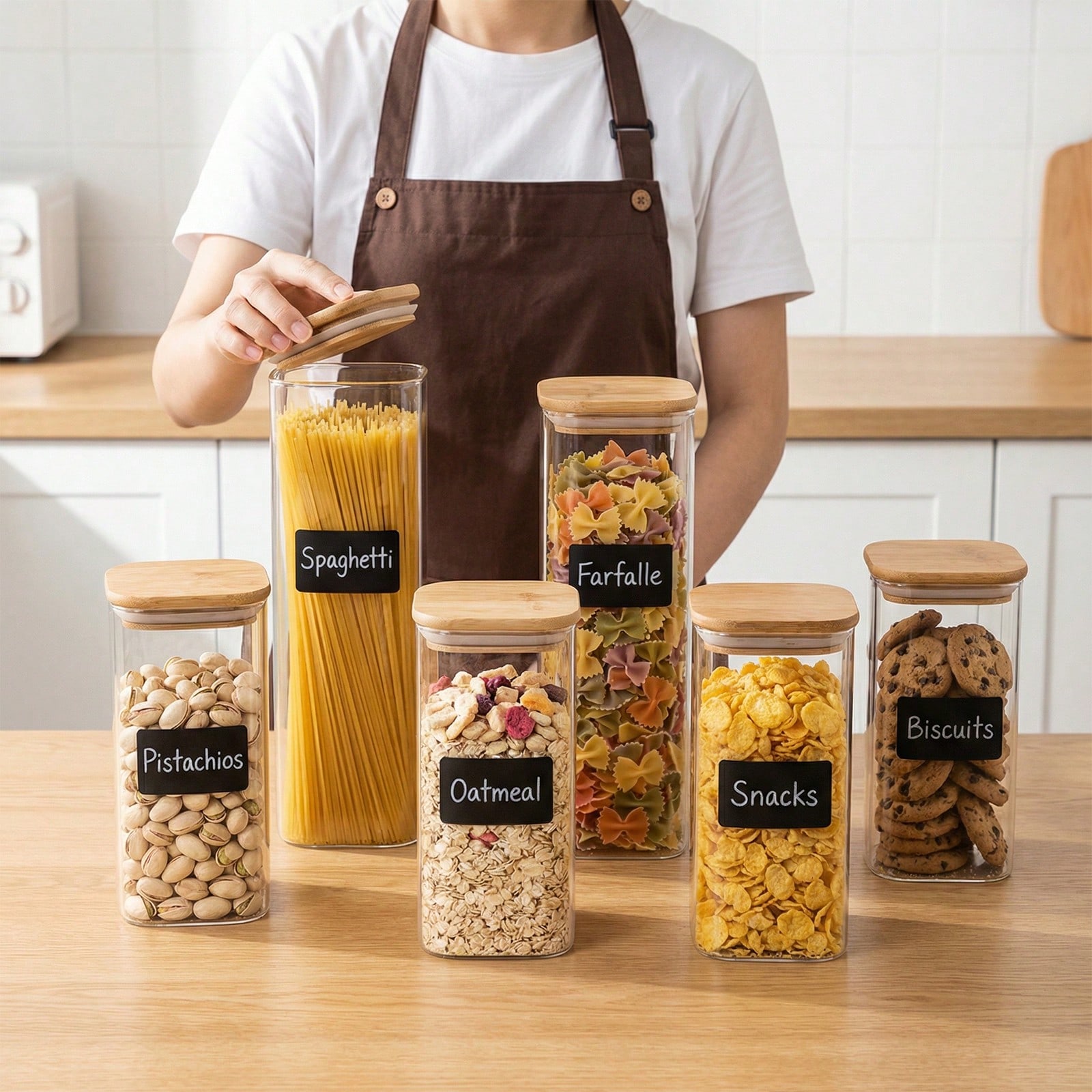 Kitchen Baking Pantry - 6/12pcs Glass Food Storage Containers With