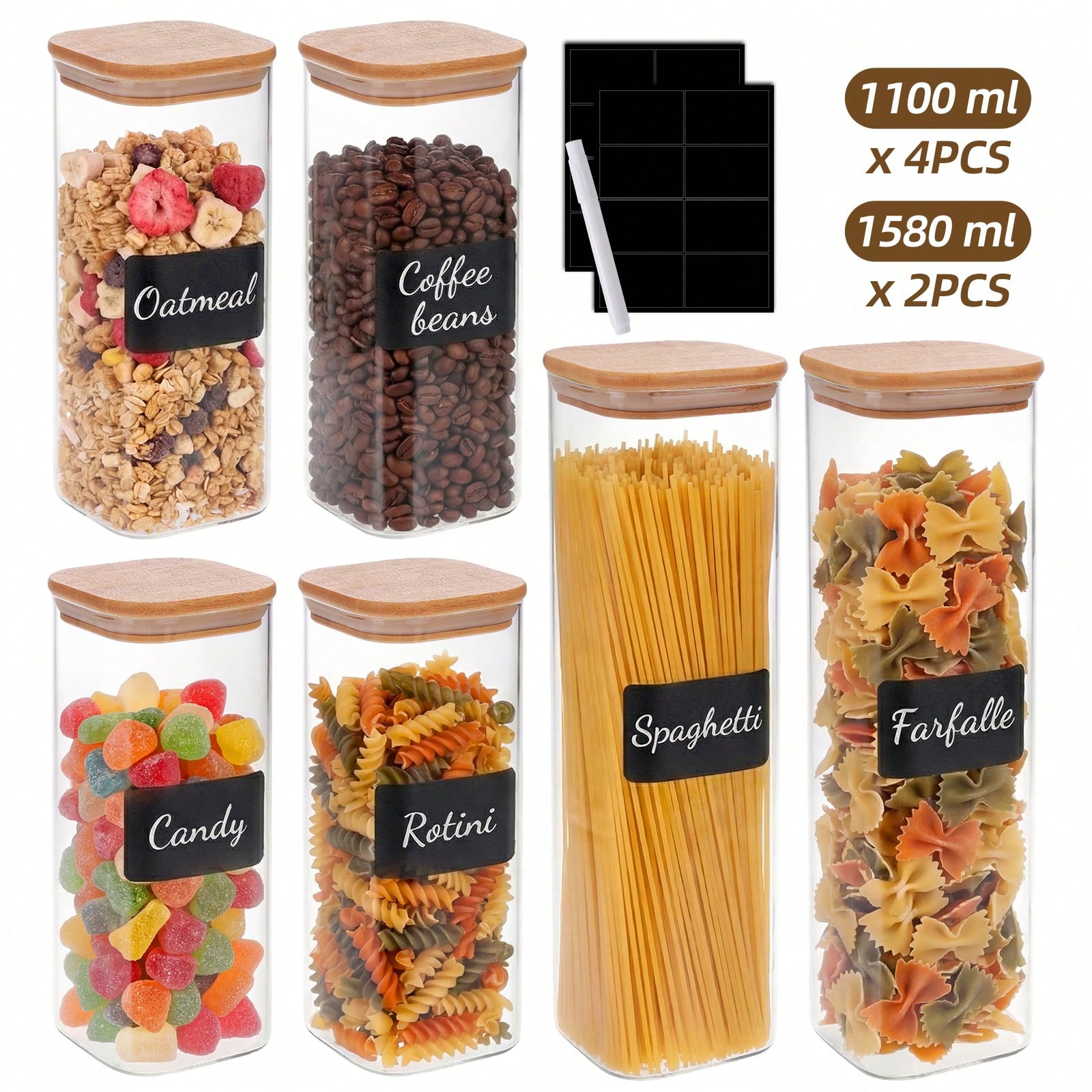 6/12pcs Glass Food Storage Con - đánh giá và giá Kitchen Baking Pantry