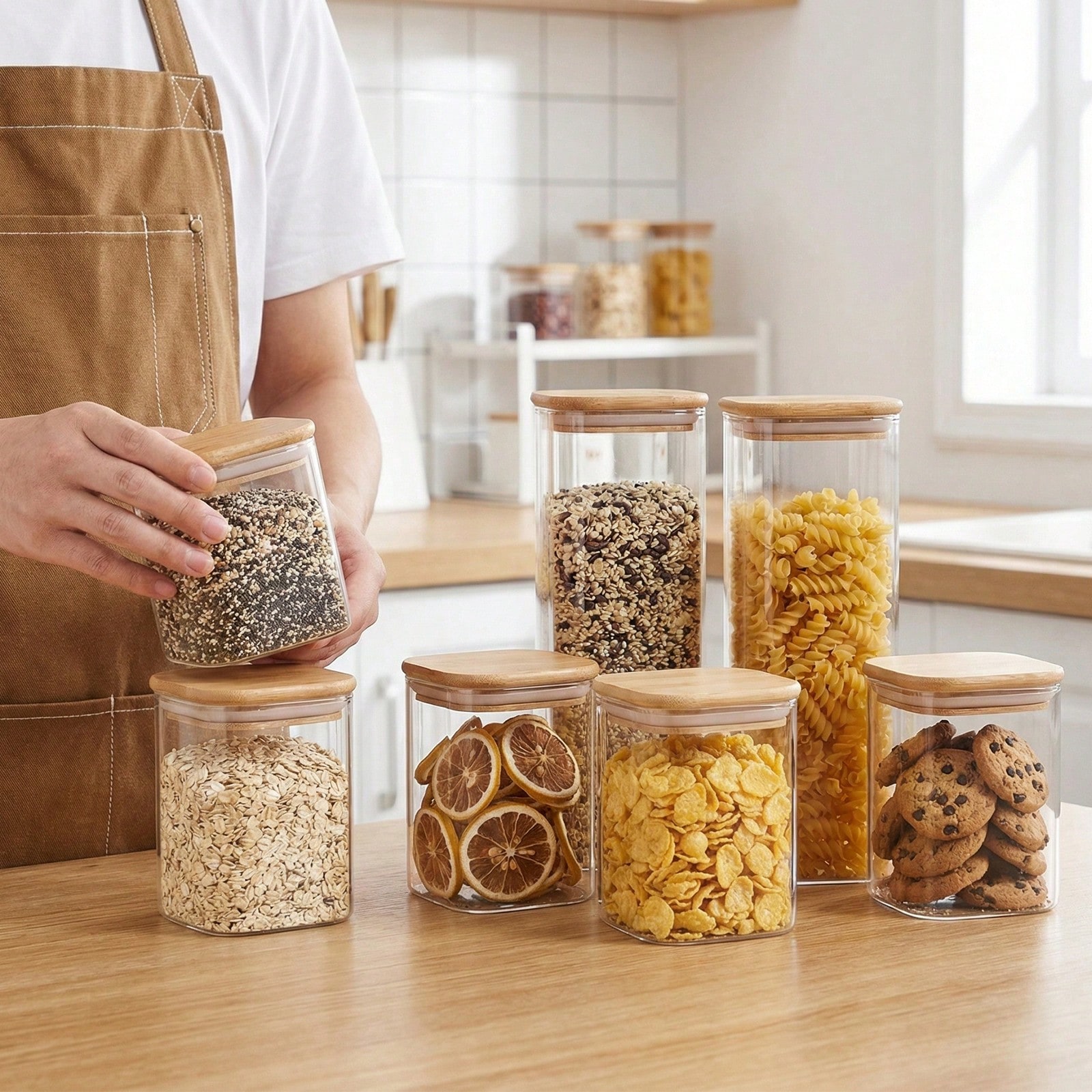 6/12pcs Glass Food Storage Con - đánh giá và giá Kitchen Baking Pantry