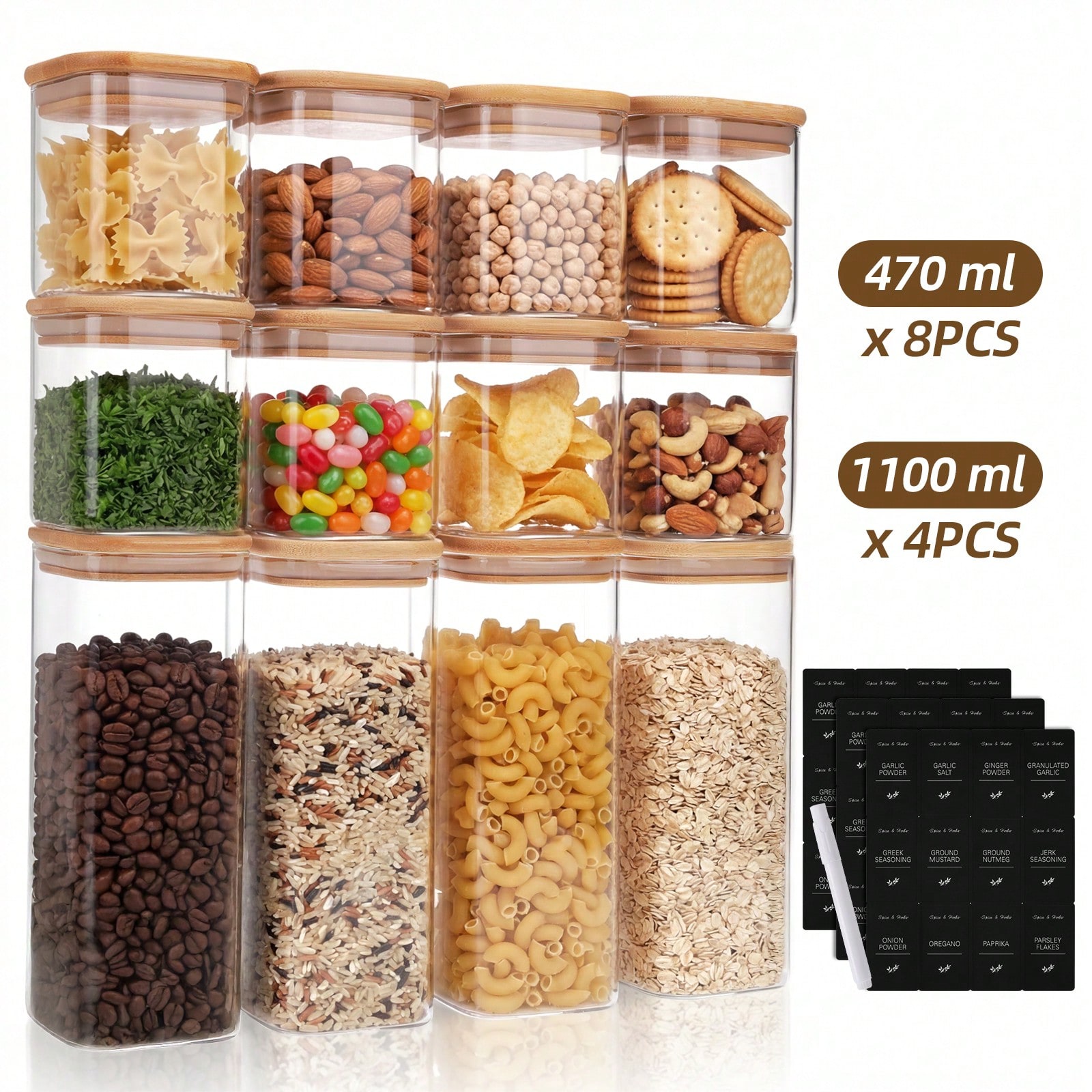 Tomnk 12pcs Glass Food Storage - đánh giá và giá Kitchen Baking Pantry